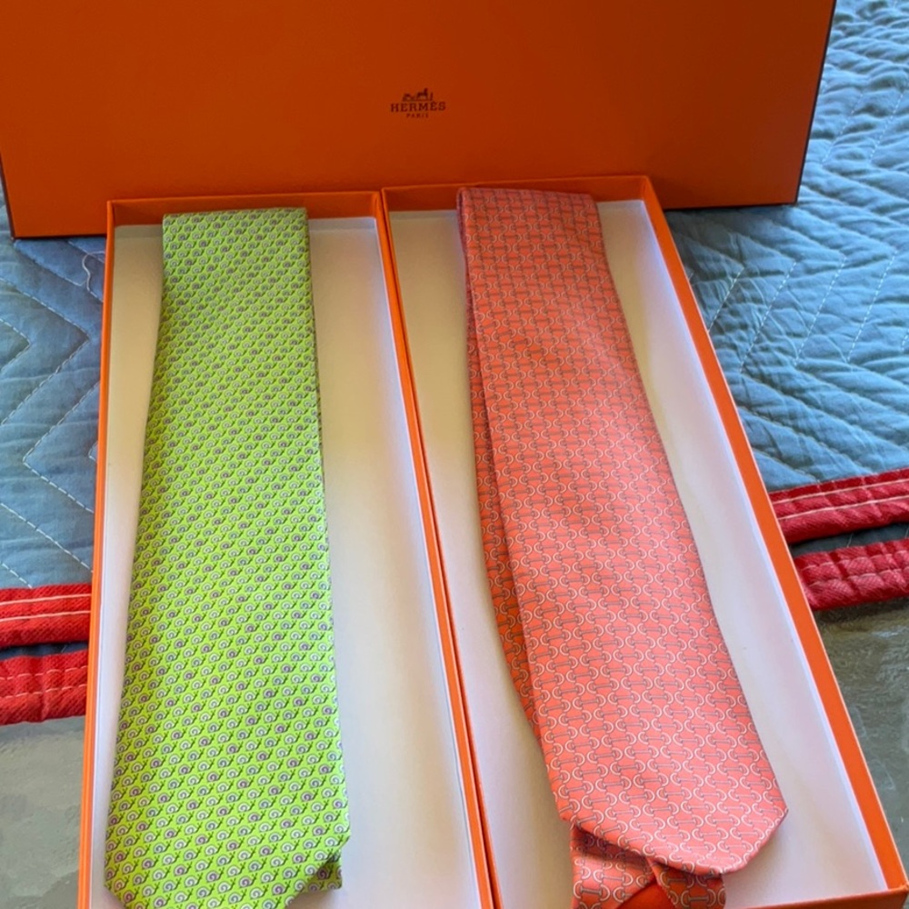 Green and Orange Silk Ties